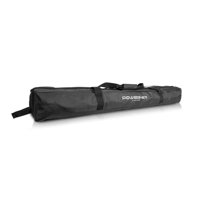 The PowerNet 7' x 7' Deluxe Replacement Carry Bag: 1094 in black PowerNet material, with handles for easy transport of your hitting net or sports gear, is displayed against a white background.