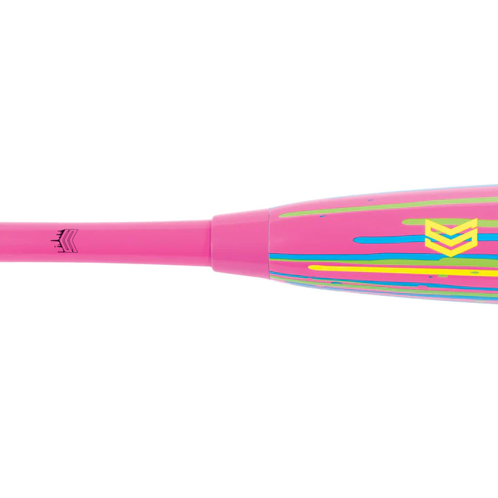 The 2025 Soldier Tank (-10) USSSA youth baseball bat by Soldier Sports features a massive 2 3/4" barrel and a 2-piece composite design, finished in striking pink and yellow.