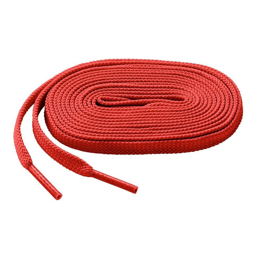 The Mizuno Shoelaces: 370201 by Mizuno are long, coiled red laces with plastic tips on both ends, displayed neatly on a white background.