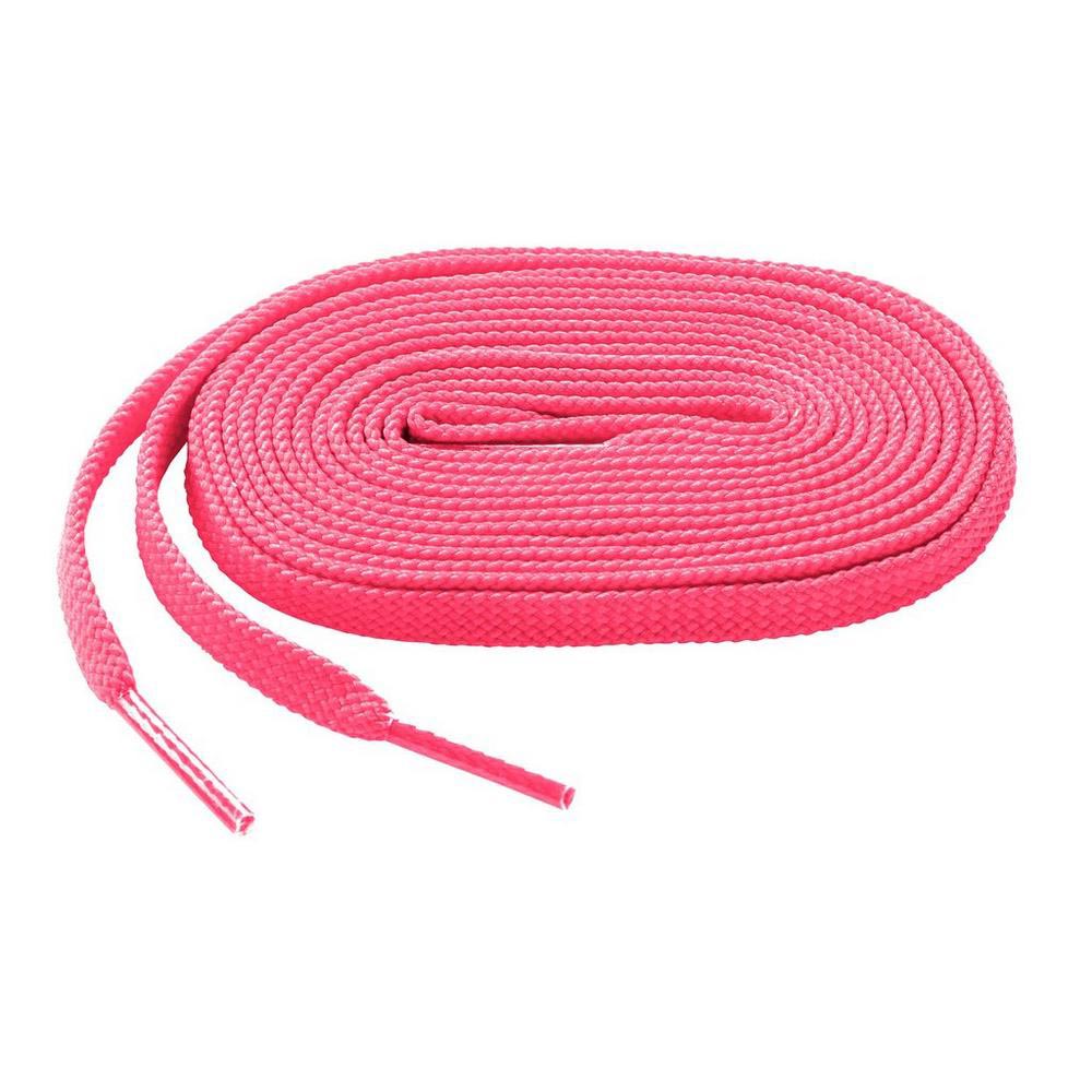 The Mizuno Shoelaces: 370201 are long, flat, bright pink laces neatly coiled with visible plastic aglets.