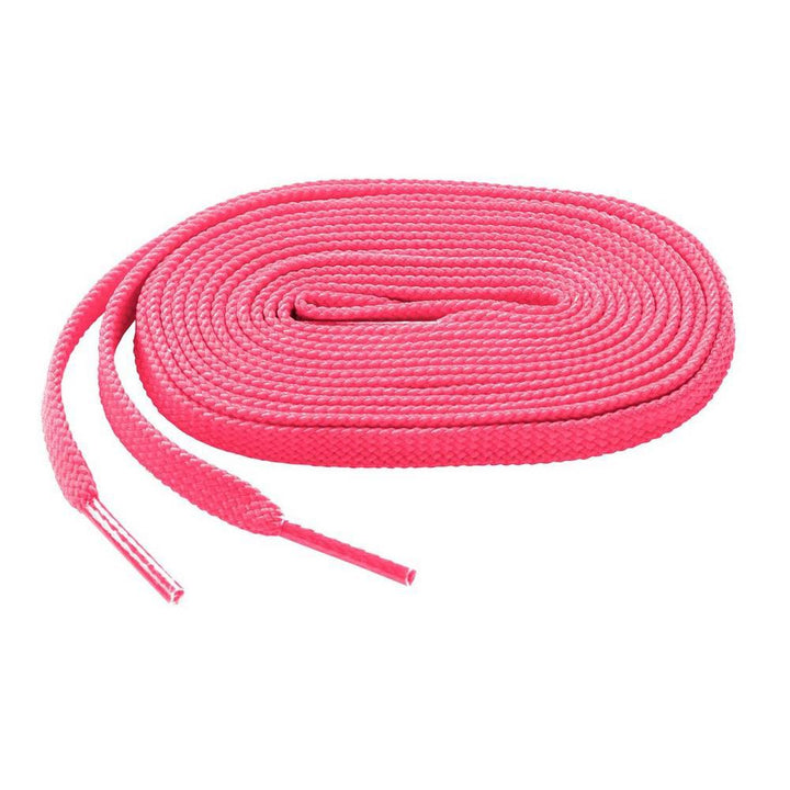 The Mizuno Shoelaces: 370201 are long, flat, bright pink laces neatly coiled with visible plastic aglets.
