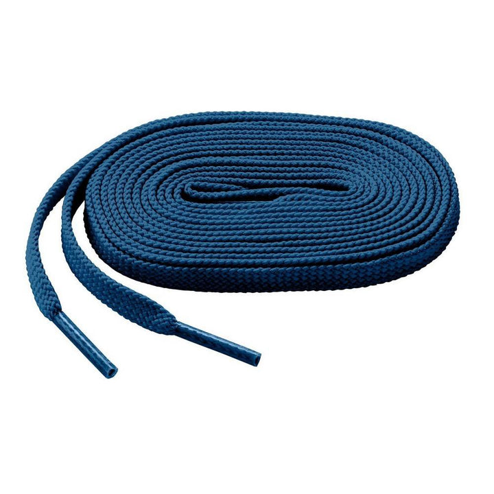 The Mizuno Shoelaces: 370201 are premium blue laces with plastic tips, coiled and neatly arranged on a white background.