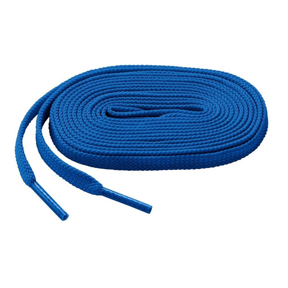 The Mizuno Shoelaces: 370201 by Mizuno are premium blue coiled laces with plastic tips on both ends, displayed neatly against a white background.