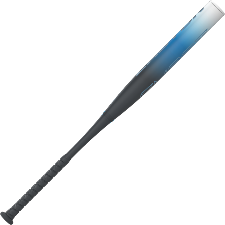 The 2025 Easton Ghost OG (-9) Fastpitch Softball Bat (EFP5GHOG9) features a sleek blue-to-white gradient barrel and black handle, isolated on a white background.