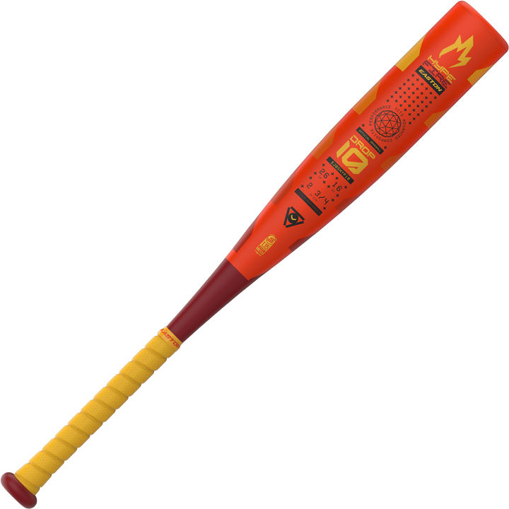 A close-up of the 2025 Easton Hype Fire JBB (-10) 2 3/4" USSSA Baseball Bat (EJB5HYP10) highlights its advanced Thermo-Composite technology.