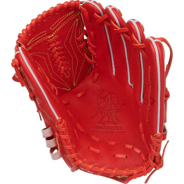 The Rawlings Heart of the Hide 11.75" Japan Series Baseball Glove (GR3HEA15MG) is a premium choice for serious players, featuring vibrant red leather and iconic design details from the renowned Rawlings brand.