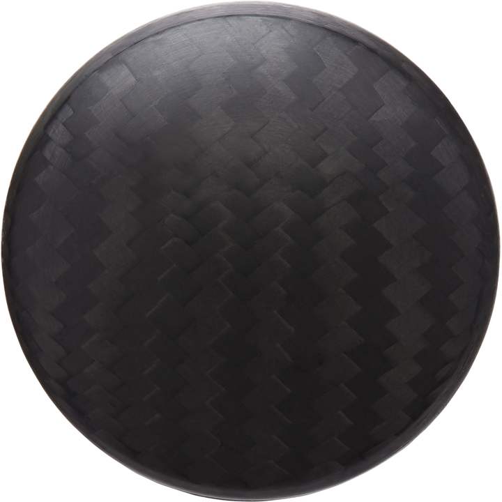 A round, dark woven bamboo tray or basket lid with a subtle chevron pattern—echoing the precise design of the 2024 AXE Strato 2 (-3) BBCOR Baseball Bat: L137M-FLR—seen from above against a plain white background.
