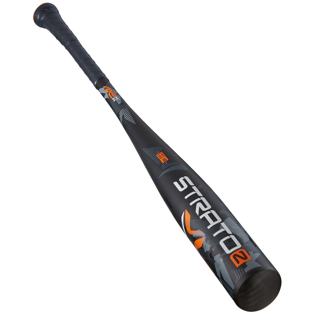 The 2024 AXE Strato 2 (-3) BBCOR Baseball Bat: L137M-FLR features a pro flared Axe handle in black and orange, designed to help power hitters find their sweet spot.