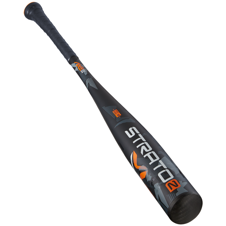 The 2024 AXE Strato 2 (-3) BBCOR Baseball Bat: L137M-FLR features a pro flared Axe handle in black and orange, designed to help power hitters find their sweet spot.