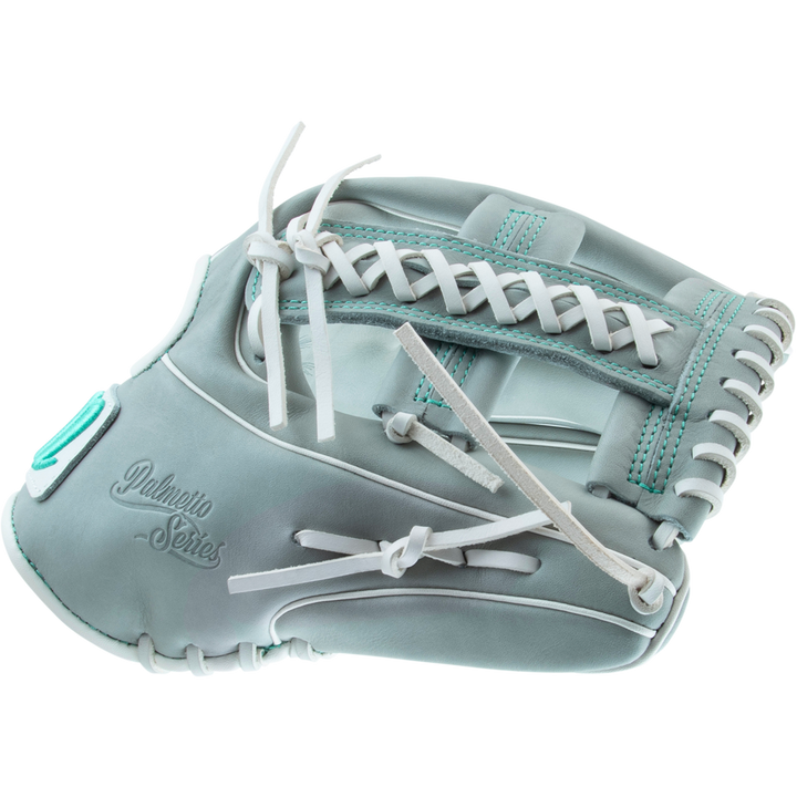 A Marucci Palmetto 45A5 12" Fastpitch Glove (MFG3PL45A5FP-GY) is displayed on a white background.