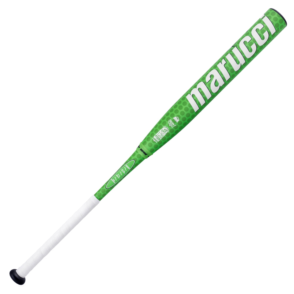 The 2025 Marucci Chocolate Crush 12.75" Loaded NSA USSSA Slowpitch Bat (MSPCCG2LU) features a bold design, white Marucci branding, and advanced DisRupt Barrel technology for top performance.