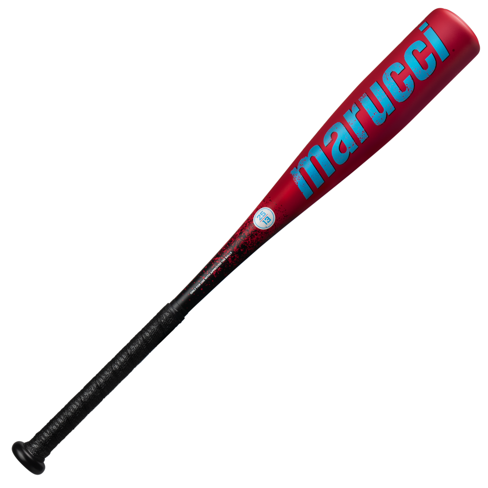 A 2026 Marucci CAT X RCKLESS (-11) 2 5/8" USA Tee Ball Baseball Bat (MTBCR) in red with a black grip and light blue Marucci logo is shown on a plain white background.