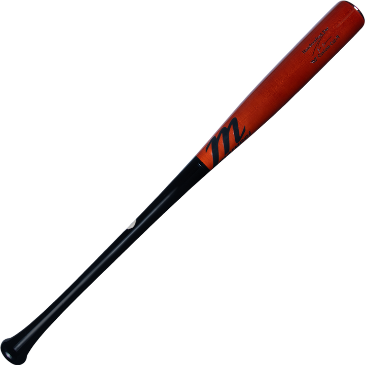 The Marucci TVT Trea Turner Pro Exclusive Maple Wood Bat (MVE4TVT-BK/BOR) features a brown barrel, black handle, stylized M logo, and TVT Pro Exclusive text. It is displayed at an angle on a plain background with additional markings near the barrel.