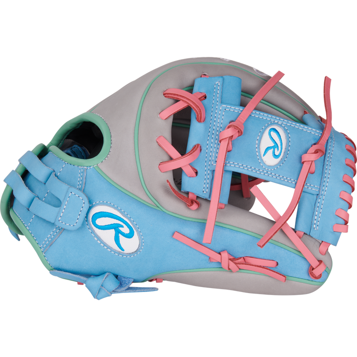 The Rawlings Heart of the Hide 12" Fastpitch Glove: PRO716SB-2GCB offers top performance and style for softball players, featuring pink laces and premium Rawlings quality.