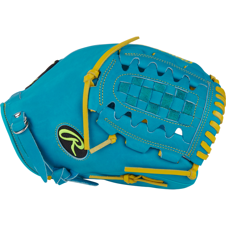 The Rawlings Heart of the Hide 12" Color Sync Baseball Glove (PROR206CFB-11TE) combines standout blue and yellow style with pro performance on the field.