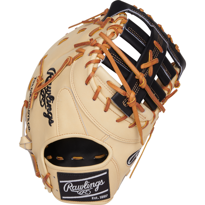 A Rawlings Heart of the Hide 13" Baseball First Base Mitt (PRORDCT-10C) by Rawlings is displayed on a white background.