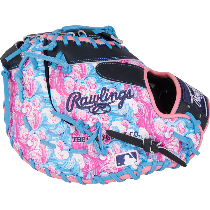 The Rawlings Heart of the Hide 13" Color Sync First Base Mitt (PRORDCT-10NSS) offers a unique pattern, combining style and top-tier performance—ideal for serious baseball players.