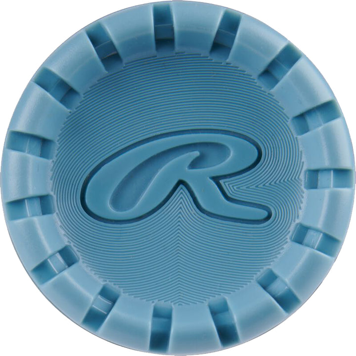 A blue circular object with a letter, inspired by the 2025 Rawlings Clout AI (-3) BBCOR Baseball Bat: RBB5C3 (USED), fuses sleek design with the advanced concept of an AI-powered bat from Rawlings.