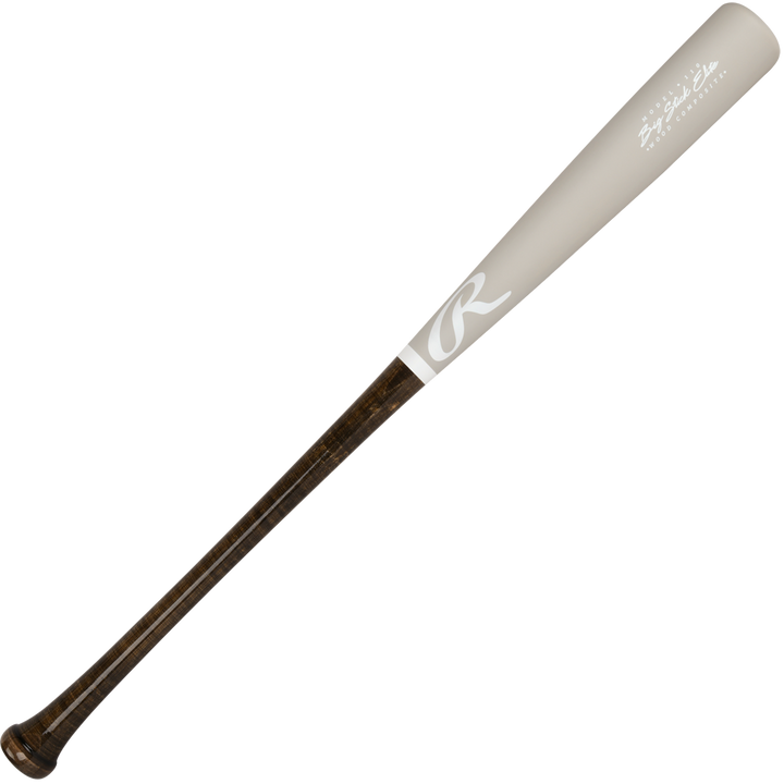 The Rawlings Big Stick Elite -3 Wood Composite Baseball Bat (RBSC110) features a dark brown handle, light-colored barrel, and displays the white Rawlings logo and signature near the top.