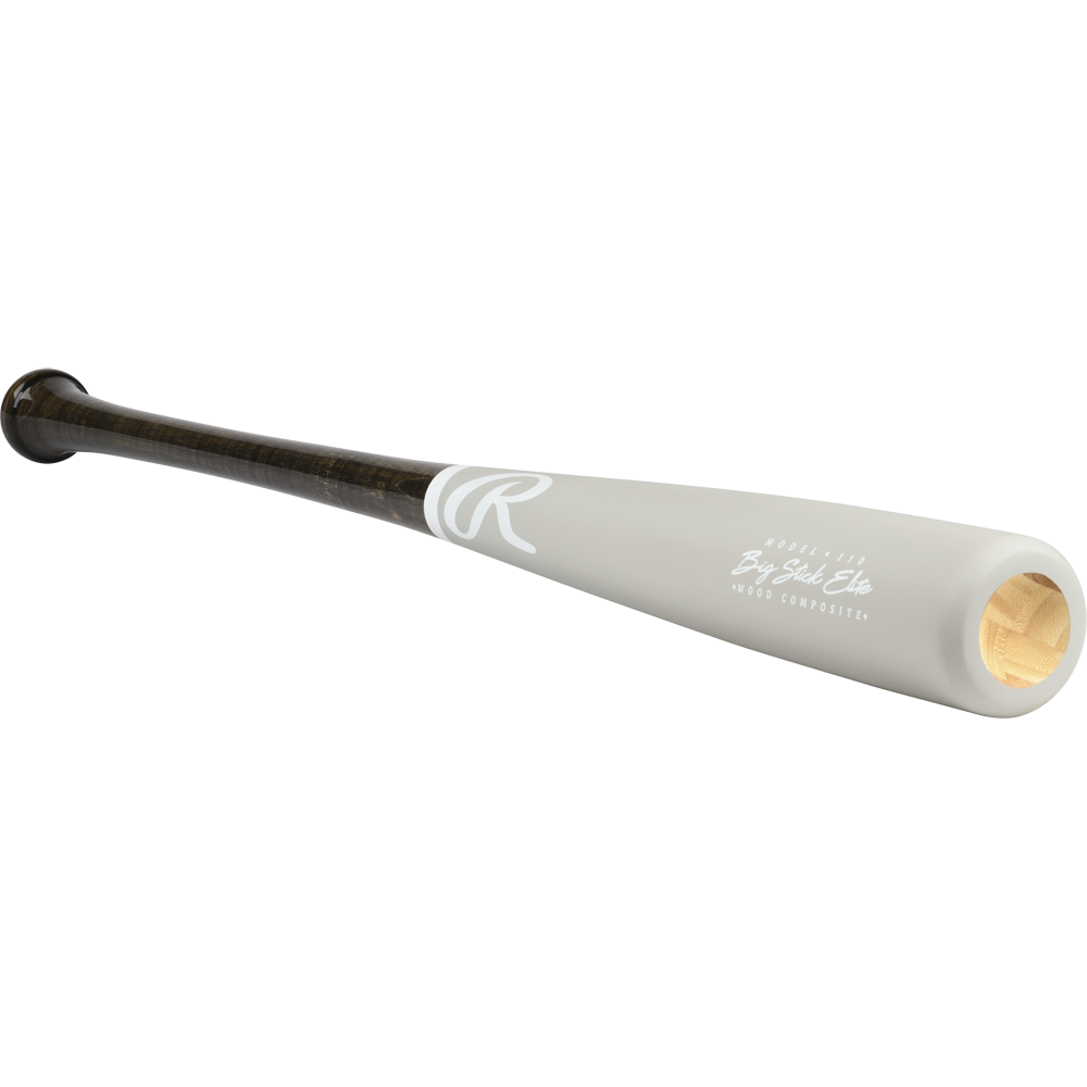 The Rawlings Big Stick Elite -3 Wood Composite Baseball Bat (RBSC110) features a white handle and durable maple bamboo construction.