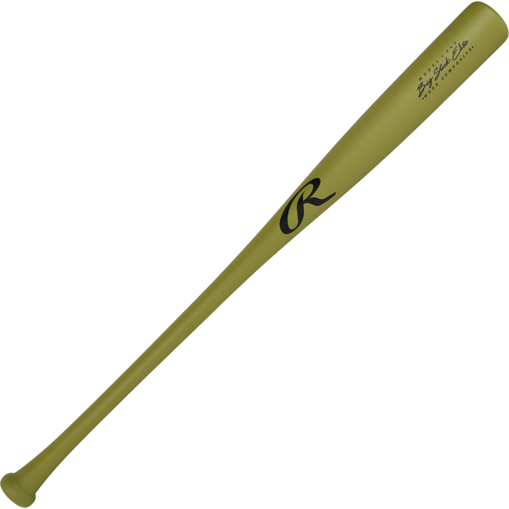 A green Rawlings Big Stick Elite -3 Wood Composite Baseball Bat (RBSC243) with a black R logo and black barrel text is displayed on a plain white background.
