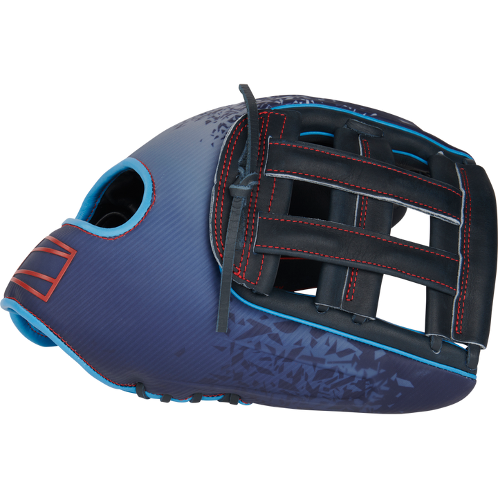 The Rawlings REV1X 12.75" Baseball Glove (RREV3039-6N) is a blue and black glove from Rawlings.