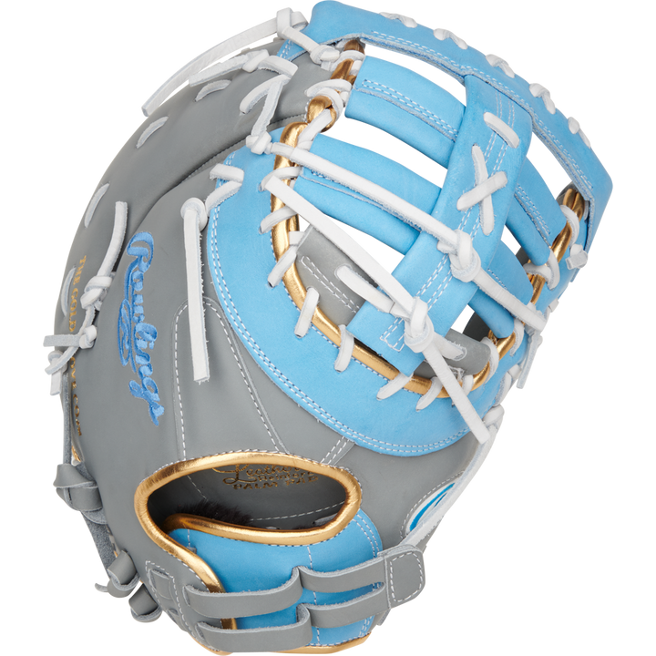 A close-up of the Rawlings Liberty Advanced Color Sync 13" Fastpitch First Base Mitt (RLADCTSBGCB), designed for top performance at first base.