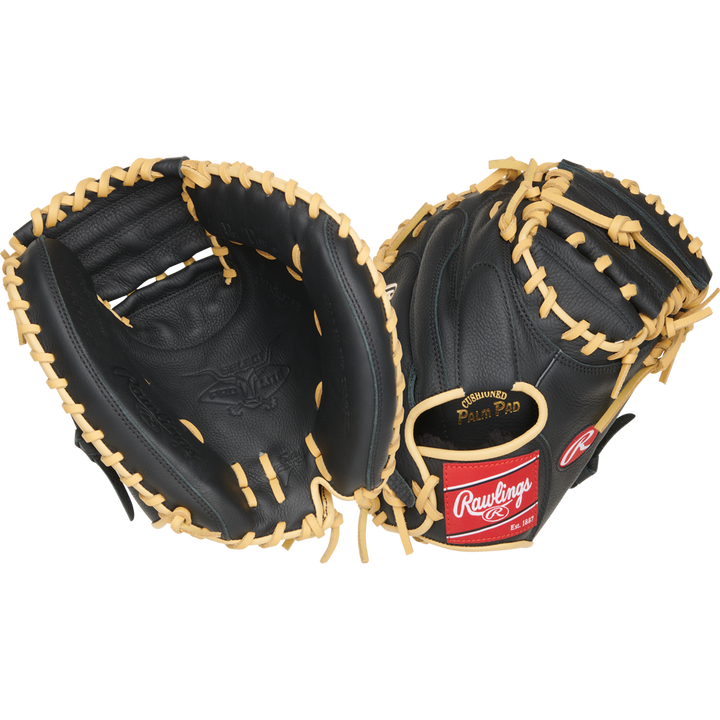 The Rawlings Select Pro Lite 32" Adley Rutschman Baseball Catcher's Mitt (SPLCM32AR) is a youth catcher's mitt in black and yellow, inspired by Adley Rutschman.