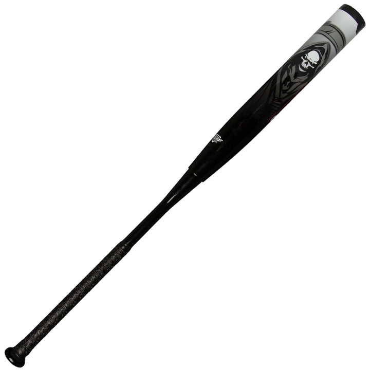 A 2025 Dudley Undertaker 12" Endloaded NSA USSSA Slowpitch Softball Bat (UNDERE) in black, featuring a textured grip and barrel graphic, endloaded for power, by Dudley; shown on a white background.