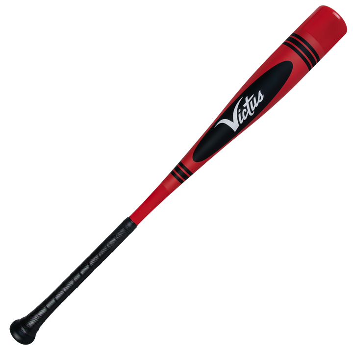 A close-up of the 2025 Victus Vibe Crayon (-10) 2 5/8" USA Baseball Bat by Victus, highlighting its sleek, one-piece aluminum design and sturdy build.