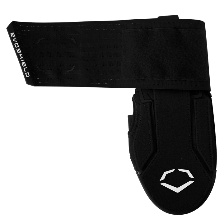 The EvoShield Sliding Mitt 2.0 (WB57537) is a black mitt with an adjustable Velcro strap and white EvoShield logo on the lower padded section, offering superior hand protection.
