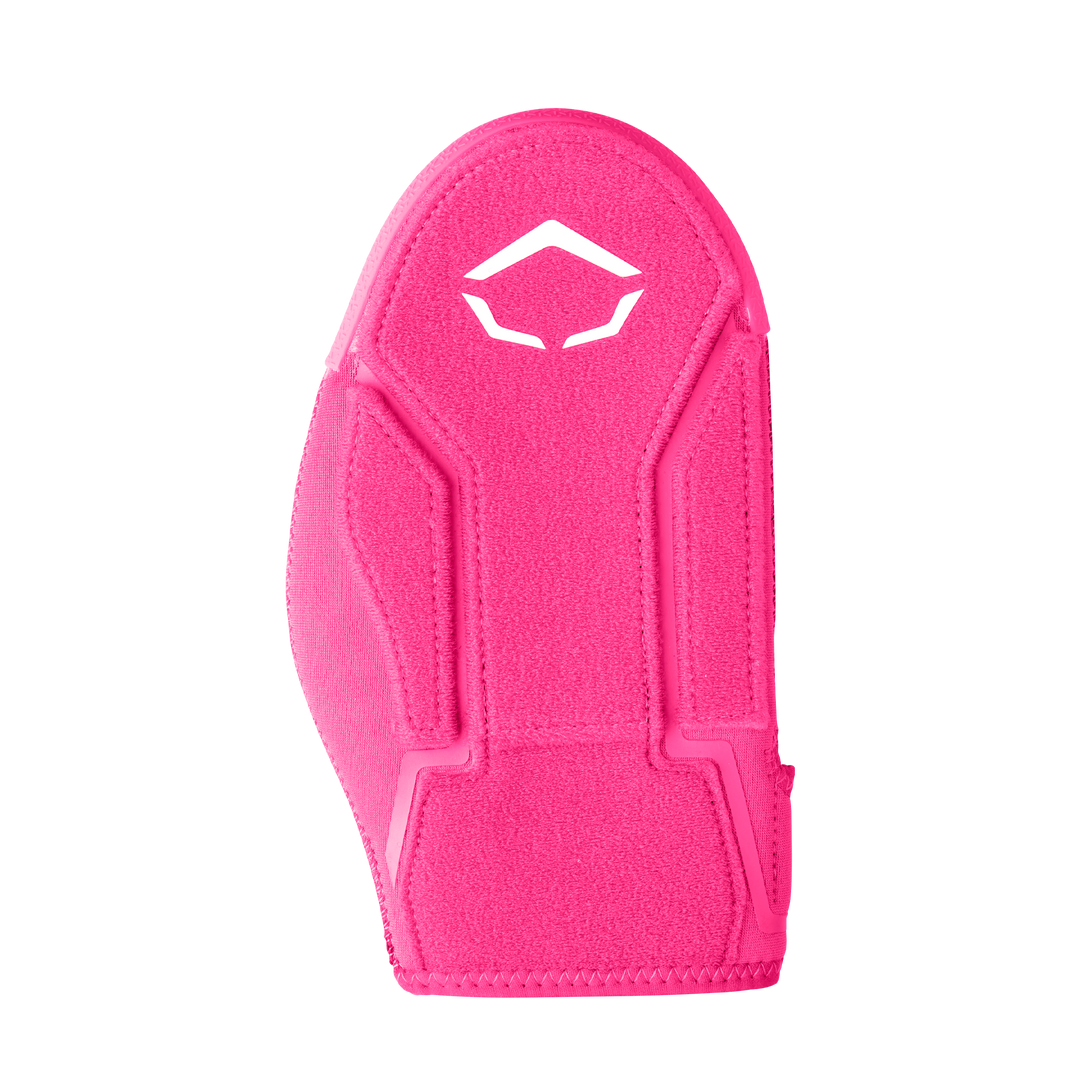 The EvoShield Shorty Sliding Mitt 2.0 (WB57728) is a pink sliding mitt with a white logo, offering superior baseball hand protection from EvoShield.