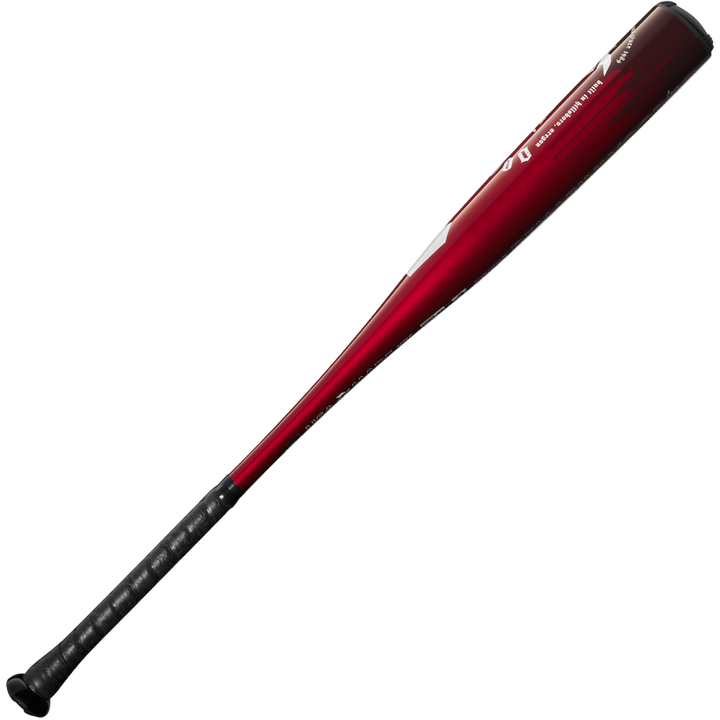 The 2025 DeMarini Voodoo One (-3) BBCOR Baseball Bat (WBD2527010), featuring a red and black design with an X14 Alloy Barrel and textured black grip, is shown diagonally on a plain white background.