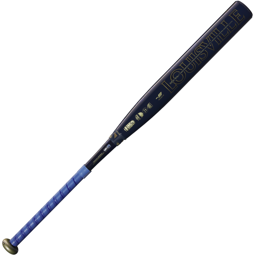 The 2025 Louisville Slugger LXT (-9) Fastpitch Softball Bat (WBL2995010) features a blue barrel with gold Louisville Slugger branding and a matching blue grip, shown on a plain white background.