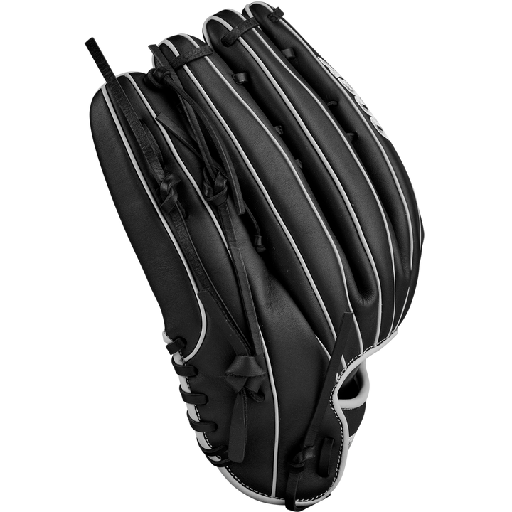 The Wilson A900 PF1892 12.25" Baseball Glove: WBW1025721225 is a black youth glove, featuring Pedroia Fit for a comfortable and secure grip.