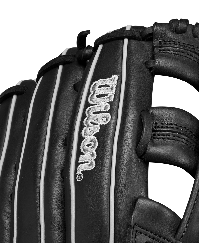A close-up of the Wilson A1000 1750 12.5" Baseball Glove (WBW102585125), crafted from premium full-grain leather and inspired by Mookie Betts.