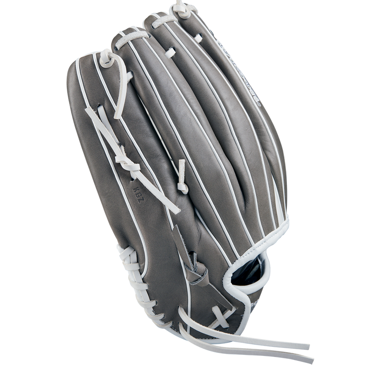 The Wilson A1000 T125 12.5" Fastpitch Glove (WBW102596125) by Wilson is a full grain leather outfield glove, shown on a white background.
