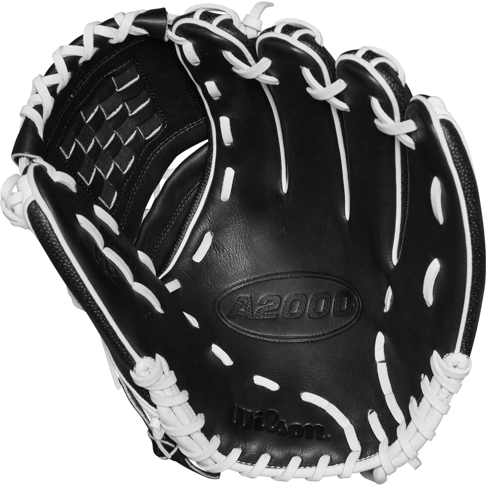 The Wilson A2000 P12 12" Fastpitch Glove (WBW10267512) in black and white is ideal for serious softball players.