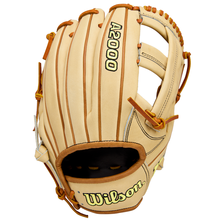 The Wilson A2000 EL3 11.75" Baseball Glove (WBW1041141175) is a tan infield glove with brown lacing and black and yellow Wilson branding, shown on a white background.