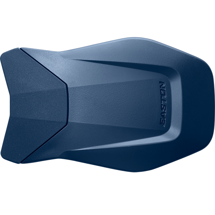 The Easton Multi-Adjust Jaw Guard (MULTIADJG) by Easton is a blue batting helmet attachment, displayed from above on a white background.