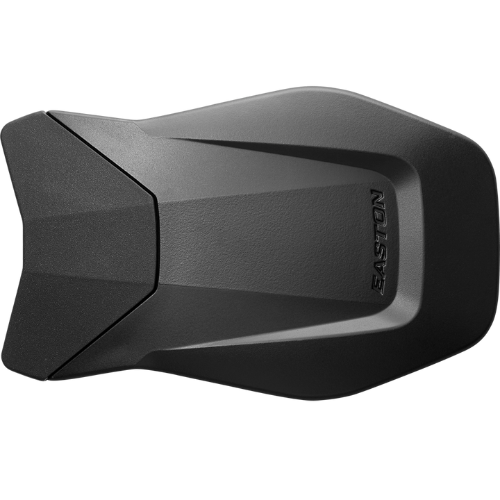The Easton Multi-Adjust Jaw Guard (MULTIADJG) is a black plastic accessory with angular edges and EASTON embossed on it, designed for use with Easton batting helmets and shown here on a plain white background.
