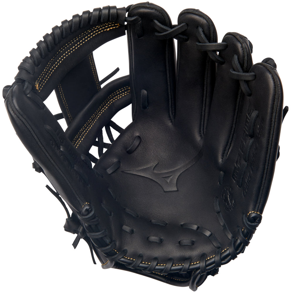 The Mizuno MVP Prime 11.5" Baseball Glove (GMVP1151P4 / 313053) features Bio Soft Leather with visible stitching and laces, shown open to display the palm area and webbing.