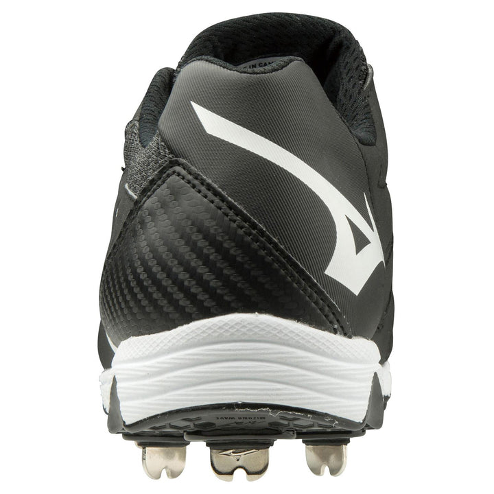 A close-up of the Mizuno 9-Spike Swift 6 Women's Low Metal Fastpitch Softball Cleats (style 320588) by Mizuno.