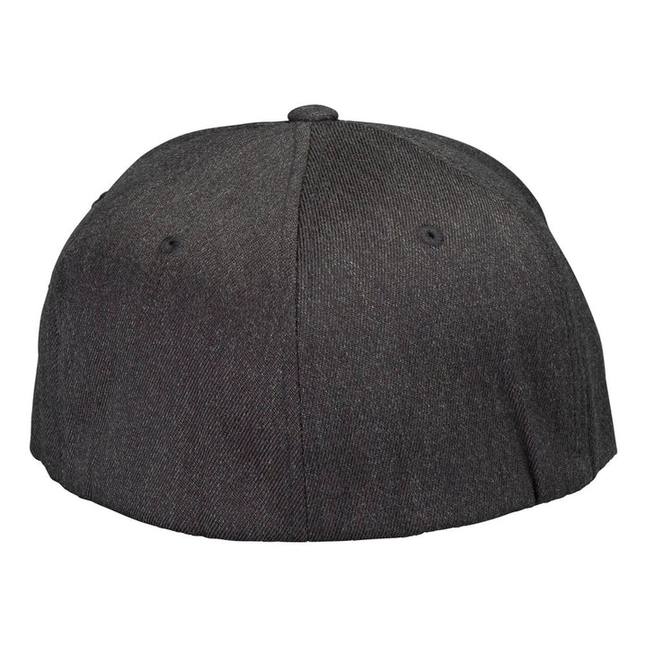A close-up of the back of the Easton Gameday 2 Flex Fit Hat (A167944) by Easton, in dark gray, highlights the center seam and two ventilation holes on each side.