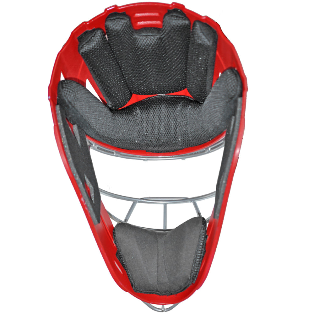 The All Star System7 MVP2500 catcherâs helmet features high-impact resistant black foam for added protection and comes in red.