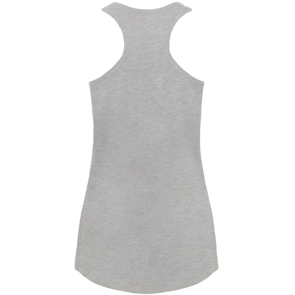 A National Softball Association NSA Softball Script Racerback Tank Top by DSG Apparel in plain light gray is shown from the back, laid flat on a white background.