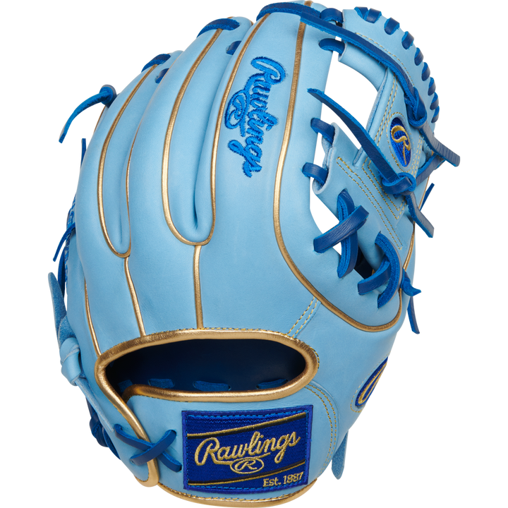 The Rawlings Heart of the Hide R2G ContoUR 11.25" Baseball Glove (PROR312U-2R) features elegant gold trim, making it an ideal infield glove.