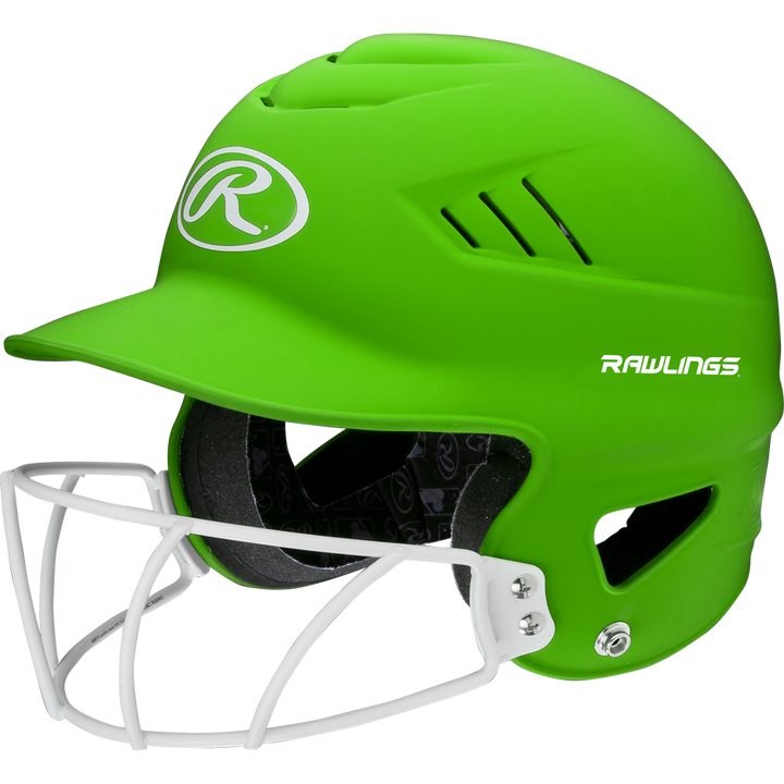 Rawlings Coolflo Highlighter Matte Batting Helmet with Mask: RCFHLFG