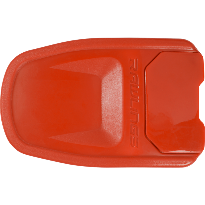 A bright red plastic sliding mitt with the Rawlings logo protects your hand on the basesâpair it with the Rawlings R16 Reverse Batting Helmet Extension (Jaw Guard): REVEXT for added safety.