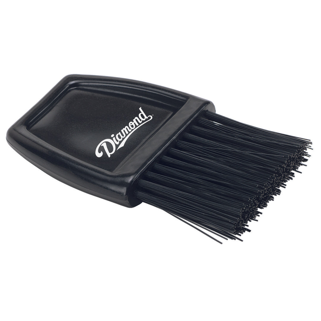 The Diamond Umpire Brush (UMP-WB / UMP-PB) is a black, rectangular handheld brush with stiff bristles, featuring "Diamond" in white script on top.